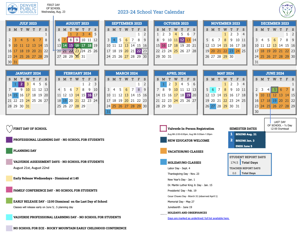 Valverde Elementary School » School Calendar 2023-2024